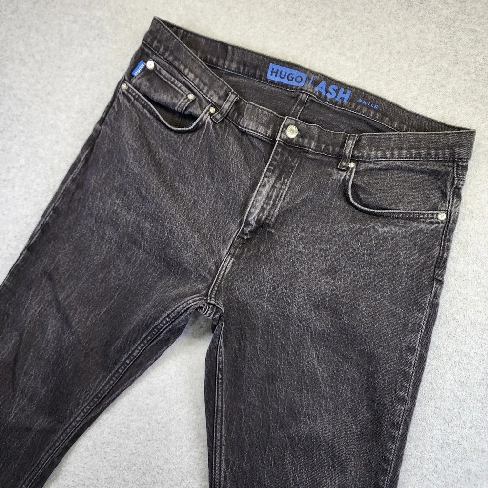 Hugo Boss Ash Mens 38x32 Slim Fit Dark Black Wash Denim